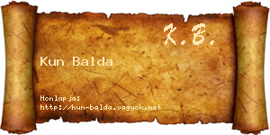 Kun Balda névjegykártya